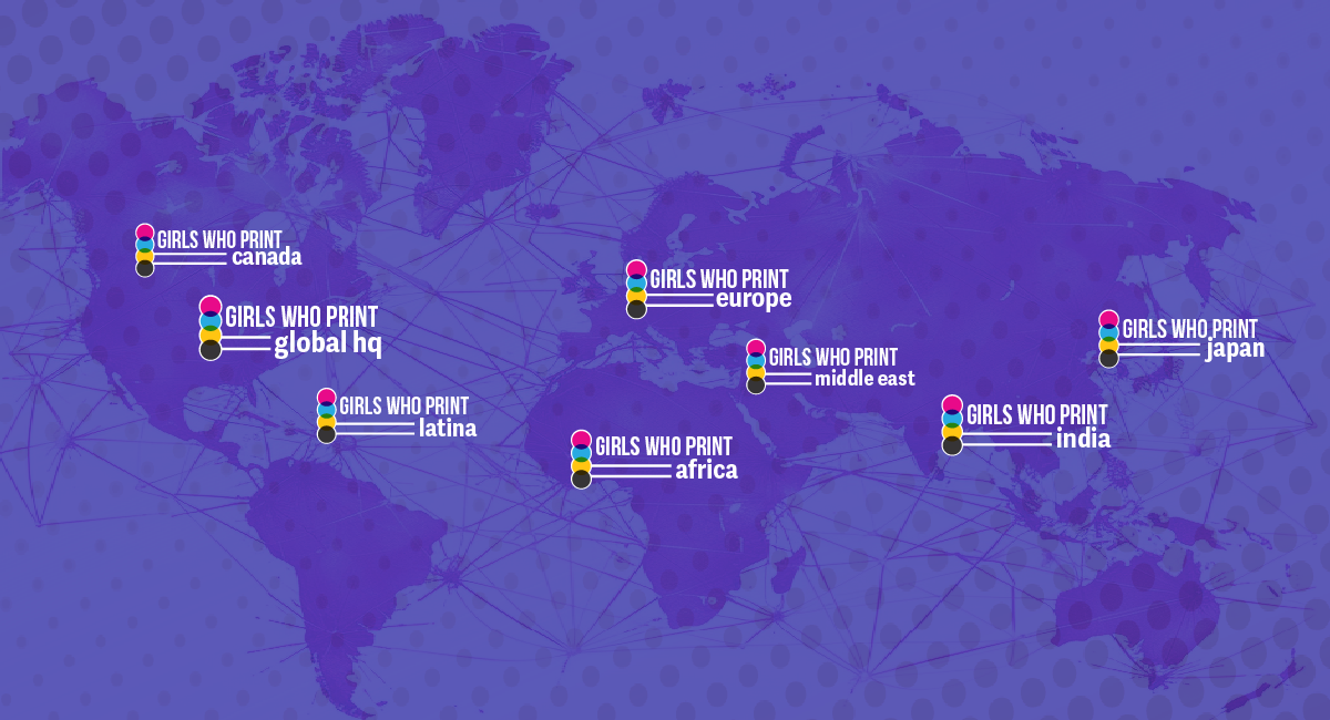 a purple map of the world womens empowerment organization female empowerment girls who print women in print global organizations
