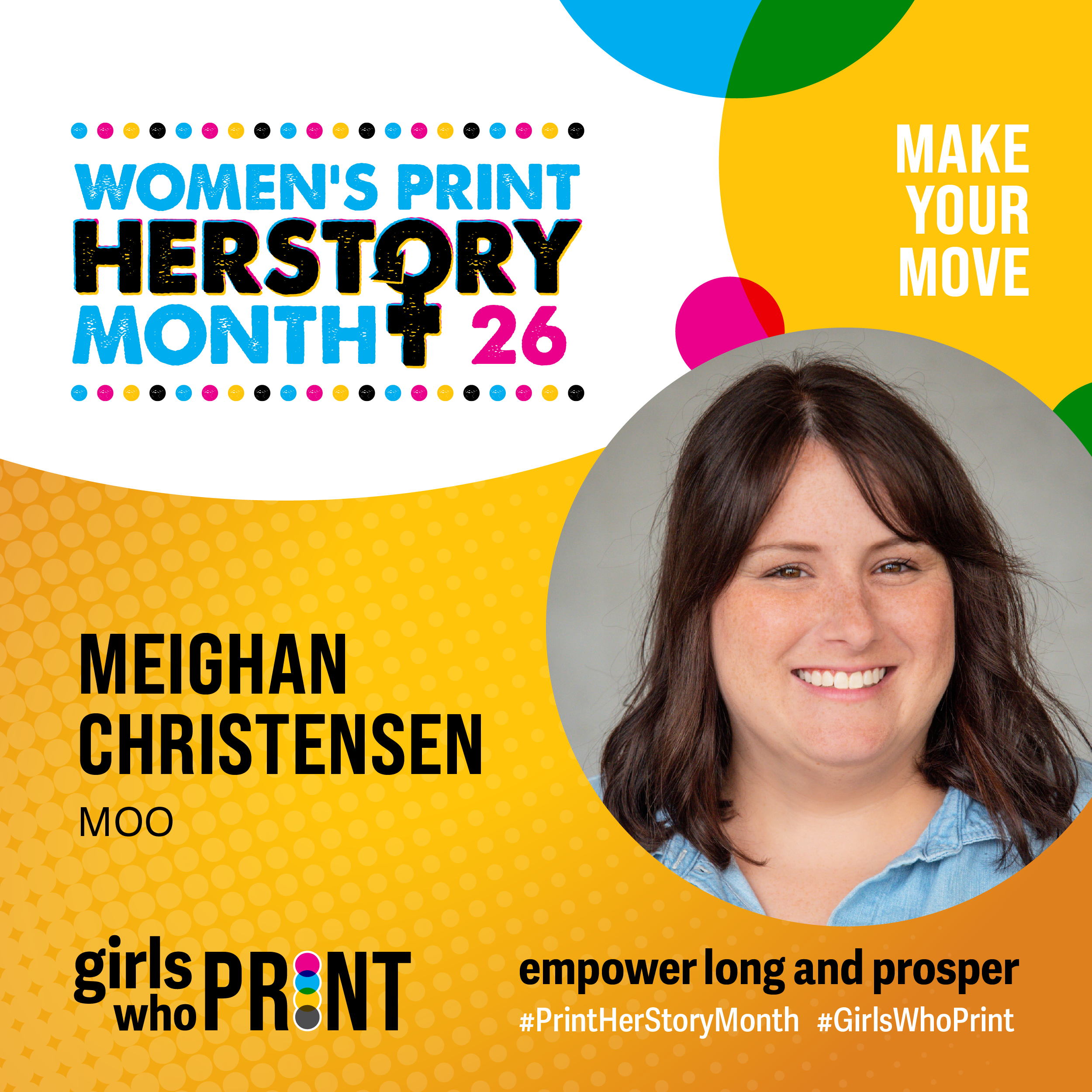 Meighan Christensen, MOO, Print HERstory Month 2026, girls who print, women in print, print herstory month